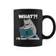 Grey Cat Reading Book Busy Doing Book Related Things Men Women Kids Graphic Print Coffee Mug
