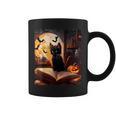 Halloween Cat Reading Books Spooky Cat Reader Teachers Graphic Print Coffee Mug Halloween Cat Reading Books Spooky Cat Reader Teachers Graphic Print Coffee Mug