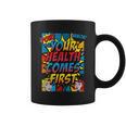 Your Health Comes First Pop Art Comic Book Halftone Retro Graphic Print Coffee Mug