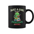 Just a Girl Who Loves Dragons & Books Book Lover Kids Nerd Graphic Print Coffee Mug