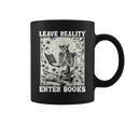 Leave Reality Enter Books Skeleton Reading Book Graphic Print Coffee Mug Leave Reality Enter Books Skeleton Reading Book Graphic Print Coffee Mug