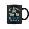 Let's Go On a Reading Frenzy Sharks With Books Teacher Graphic Print Coffee Mug Let's Go On a Reading Frenzy Sharks With Books Teacher Graphic Print Coffee Mug