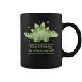 The Library Is Dino-Mite Stegosaurus Reading Kids Book Graphic Print Coffee Mug
