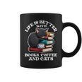 Life Is Better With Books Cats & Coffee Librarian Book Lover Graphic Print Coffee Mug Life Is Better With Books Cats & Coffee Librarian Book Lover Graphic Print Coffee Mug