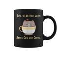 Life Is Better With Books Cats And Coffee Cute Kitten Graphic Print Coffee Mug