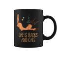 Life Is Books And Cats Book Lover Cat Mom Bookworm Cat Dad Graphic Print Coffee Mug