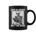Life Is Short Buy The Book Skeleton Reading Book Graphic Print Coffee Mug