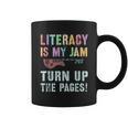 LITERACY IS MY JAM Turn Up Read Book Sound Volume Graphic Print Coffee Mug