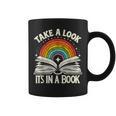Take A Look A Book Vintage Reading Librarian Rainbow Graphic Print Coffee Mug