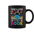 Take A Look It's In A Book Reading Vintage Retro Rainbow Graphic Print Coffee Mug
