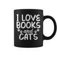 I Love Books And Cats Book Lover Graphic Print Coffee Mug