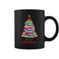 Merry Christmas Tree Book Reading Librarian Graphic Print Coffee Mug