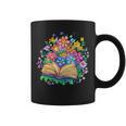Open Book Surrounded By Colorful Spring Flowers Bloom Graphic Print Coffee Mug