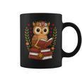 Owl Reading Book Graphic Owl With Book Floral Graphic Print Coffee Mug