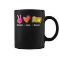 Peace Love Books Reader Librarian Library Book Graphic Print Coffee Mug