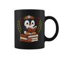 Penguin Reading Book Graphic Penguin With Book Floral Graphic Print Coffee Mug