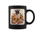 Pug Reading Books Sunflowers With Coffee Lover Owner Graphic Print Coffee Mug