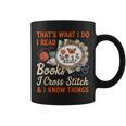 Read Books I Cross Stitch Sewing Stitcher Quilt Cross Stitch Graphic Print Coffee Mug