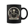 The Reader Tarot Skeleton Gothic Bookish Book Reading Lover Graphic Print Coffee Mug