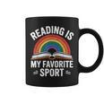 Reading Is My Favorite Sport Book Lover Saying Rainbow Graphic Print Coffee Mug