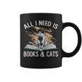 Reading All I Need Is Books & Cats Graphic Print Coffee Mug Reading All I Need Is Books & Cats Graphic Print Coffee Mug