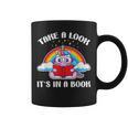 Reading Unicorn Take A Look It's In A Book Retro Rainbow Graphic Print Coffee Mug