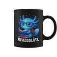Readsolotl Blue Kawaii Axolotl Book Lover Reading Graphic Print Coffee Mug