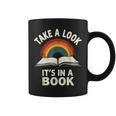 Retro Rainbow Take A Look It's In A Book Reading Graphic Print Coffee Mug Retro Rainbow Take A Look It's In A Book Reading Graphic Print Coffee Mug