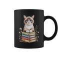 Snowshoe Cat Bookworm Flowers Book Reading Books Graphic Print Coffee Mug Snowshoe Cat Bookworm Flowers Book Reading Books Graphic Print Coffee Mug