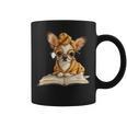 Tiny Puppy Open Book Reading Dog Lover Graphic Round Glasses Graphic Print Coffee Mug