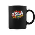 TSLA To The Moon Comic Book Style Splash Graphic Print Coffee Mug TSLA To The Moon Comic Book Style Splash Graphic Print Coffee Mug