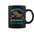 Unearth A Story At The Library Dinosaur Reading Graphic Print Coffee Mug