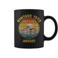 Vintage January 1972 Dark Academia Skull On Books Distressed Graphic Print Coffee Mug