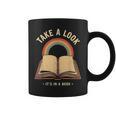Vintage Rainbow Take a Look It's In a Book Retro Reading Art Graphic Print Coffee Mug Vintage Rainbow Take a Look It's In a Book Retro Reading Art Graphic Print Coffee Mug