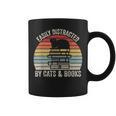 Vintage Retro Easily Distracted By Cats And Books Cat Graphic Print Coffee Mug