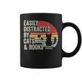 Vintage Retro Easily Distracted By Cats And Books Graphic Print Coffee Mug