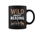 Wild About Reading Retro Animal Book Lover Librarian Teacher Graphic Print Coffee Mug