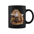 Wise Fox Reading A Book In Glasses Graphic Print Coffee Mug Wise Fox Reading A Book In Glasses Graphic Print Coffee Mug