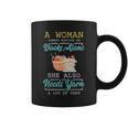 Woman Survives On Books And Yarn Crocheter Crocheting Graphic Print Coffee Mug Woman Survives On Books And Yarn Crocheter Crocheting Graphic Print Coffee Mug