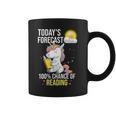 Women's 100 Chance Of Reading Book Lover Unicorn Graphic Print Coffee Mug