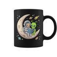 Women's Astronaut Reading Book With Alien Moon Space Astronomy Graphic Print Coffee Mug
