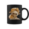 Women's Cute Lamb Reading Book Lover Animal Graphic Baby Sheep Open Graphic Print Coffee Mug