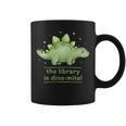 Women's The Library Is Dino-Mite Stegosaurus Reading Kids Book Graphic Print Coffee Mug