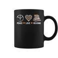 Women's Peace Love Reading Book Reader Book Lover Vintage Bookworm Graphic Print Coffee Mug