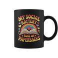 Women's My Social Battery Runs On Paperbacks Groovy Book Lover Graphic Print Coffee Mug
