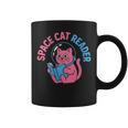 Women's Space CAT Reader Pink Helmet Blue Book Nerd Galaxy Kitty Graphic Print Coffee Mug