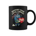 Women's Support Your Local Library Staff Retro Book Mascot Graphic Print Coffee Mug