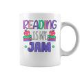 Back To School Book Reader Reading Is My Jam Bookworm Raglan Baseball Tee Graphic Print Coffee Mug