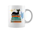 Cat And Books Retro Midcentury Mid Century Aesthetic Graphic Print Coffee Mug