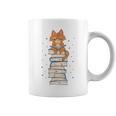 Cat Sits On Books Reading Reading Book Lover Graphic Print Coffee Mug